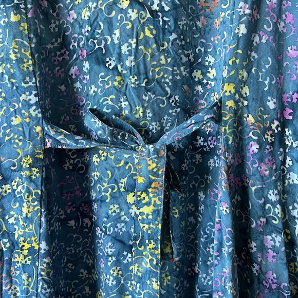 Eagle Ray Traders Dress Womens Large Blue Rayon Boho Batik Maxi Pockets Tie Back - Picture 10 of 14